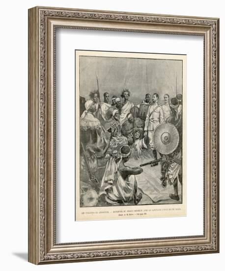 The Meeting of Menelik One of Ethiopia's Greatest Emperors with Major Salsa of the Italian Envoy-Belloc-Framed Art Print