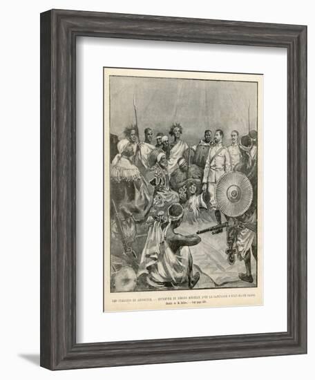 The Meeting of Menelik One of Ethiopia's Greatest Emperors with Major Salsa of the Italian Envoy-Belloc-Framed Art Print