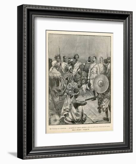 The Meeting of Menelik One of Ethiopia's Greatest Emperors with Major Salsa of the Italian Envoy-Belloc-Framed Art Print