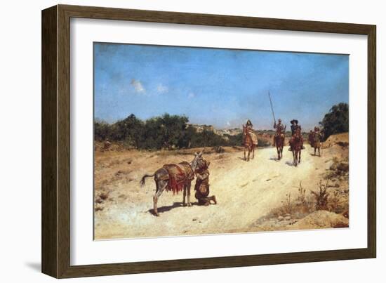 The Meeting of Sancho Panza and His Donkey Rucio, Illustration of Don Quixote, C.1878 (Oil on Canva-Jose Moreno carbonero-Framed Giclee Print