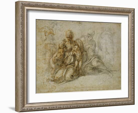 The Meeting of the Infant Saint John the Baptist with the Holy Family Attended by Angels: the…-Michelangelo Buonarroti-Framed Giclee Print