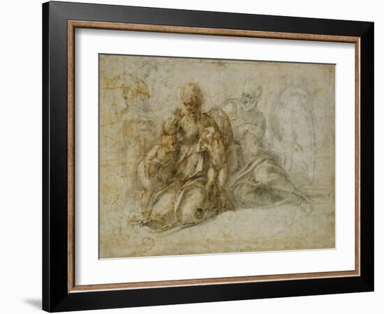 The Meeting of the Infant Saint John the Baptist with the Holy Family Attended by Angels: the…-Michelangelo Buonarroti-Framed Giclee Print