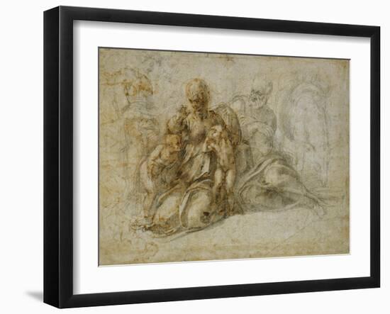 The Meeting of the Infant Saint John the Baptist with the Holy Family Attended by Angels: the…-Michelangelo Buonarroti-Framed Giclee Print