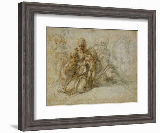 The Meeting of the Infant Saint John the Baptist with the Holy Family Attended by Angels: the…-Michelangelo Buonarroti-Framed Giclee Print