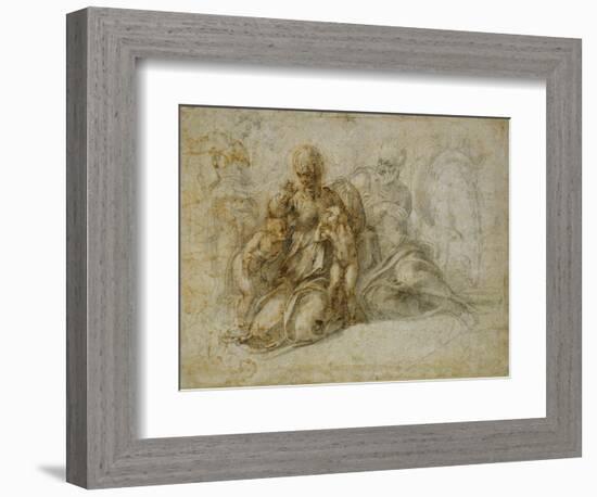 The Meeting of the Infant Saint John the Baptist with the Holy Family Attended by Angels: the…-Michelangelo Buonarroti-Framed Giclee Print