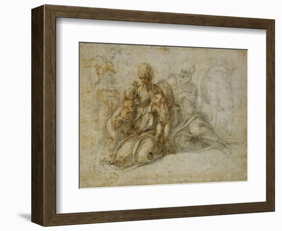 The Meeting of the Infant Saint John the Baptist with the Holy Family Attended by Angels: the…-Michelangelo Buonarroti-Framed Giclee Print