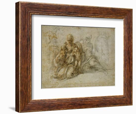 The Meeting of the Infant Saint John the Baptist with the Holy Family Attended by Angels: the…-Michelangelo Buonarroti-Framed Giclee Print