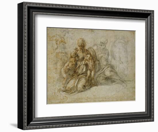 The Meeting of the Infant Saint John the Baptist with the Holy Family Attended by Angels: the…-Michelangelo Buonarroti-Framed Giclee Print