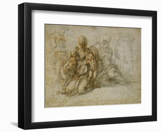 The Meeting of the Infant Saint John the Baptist with the Holy Family Attended by Angels-Michelangelo Buonarroti-Framed Giclee Print