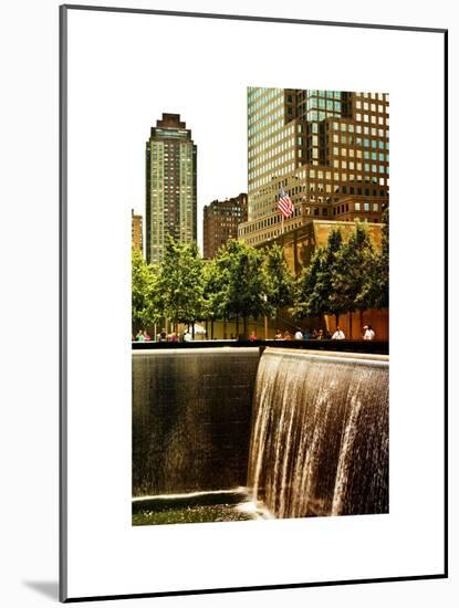 The Memorial Pool View at 9/11 Memorial, 1WTC, Manhattan, New York, White Frame, Sunset Colors-Philippe Hugonnard-Mounted Art Print