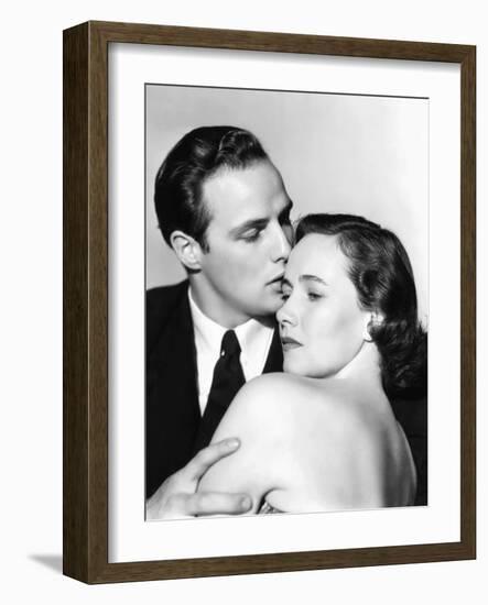 The Men, from Left, Marlon Brando, Teresa Wright, 1950-null-Framed Photo