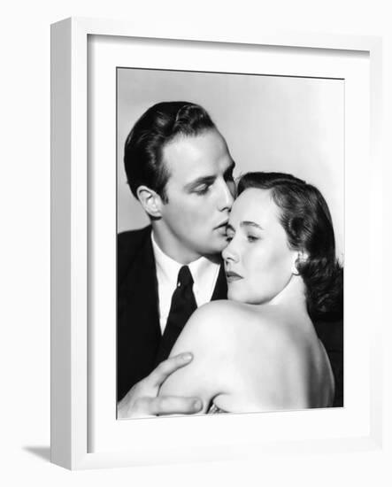 The Men, from Left, Marlon Brando, Teresa Wright, 1950-null-Framed Photo