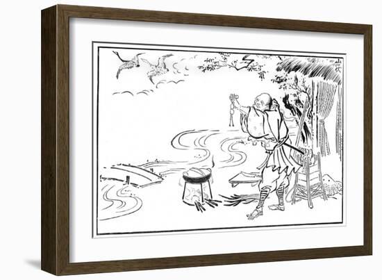 The Mendicant Priest and the Wild Geese, Late 17th or Early 18th Century-Hanabusa Itcho-Framed Giclee Print