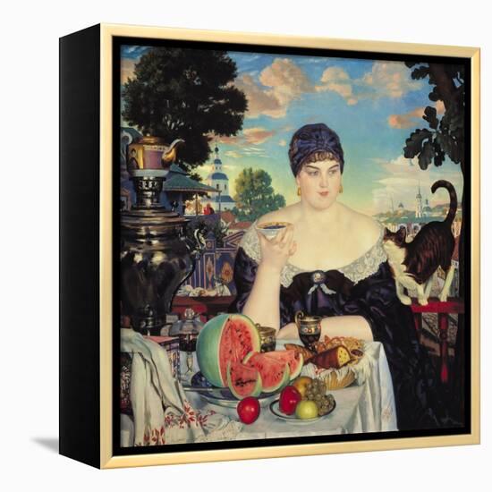 The Merchant's Wife at Tea, 1918-Boris Kustodiyev-Framed Premier Image Canvas