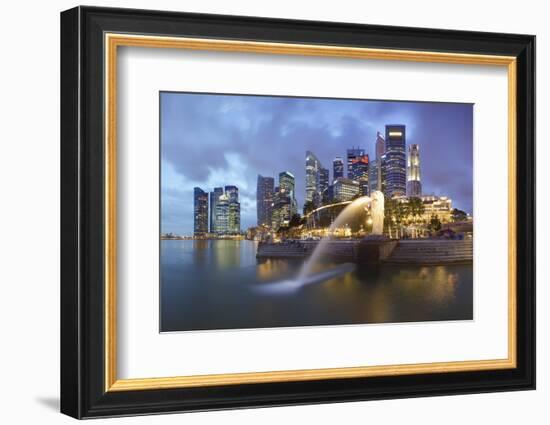 The Merlion Statue with the City Skyline in the Background-Gavin Hellier-Framed Photographic Print