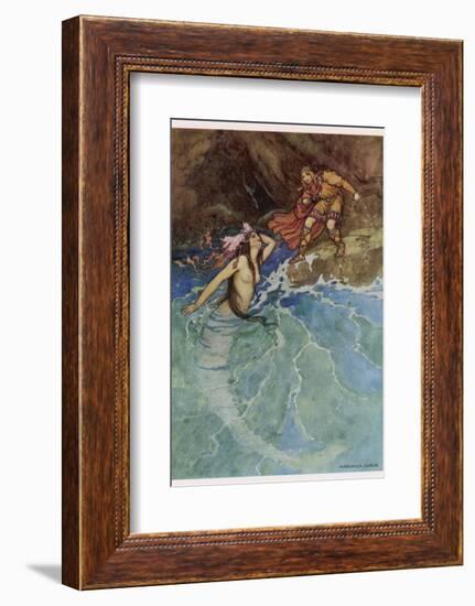 The Mermaid Falls in Love with the King-Warwick Goble-Framed Photographic Print