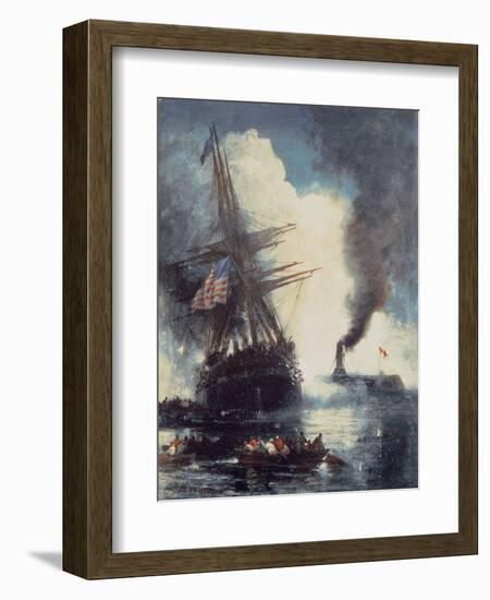 The Merrimac Sinks the Cumberland-Edward Moran-Framed Giclee Print