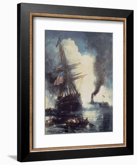 The Merrimac Sinks the Cumberland-Edward Moran-Framed Giclee Print