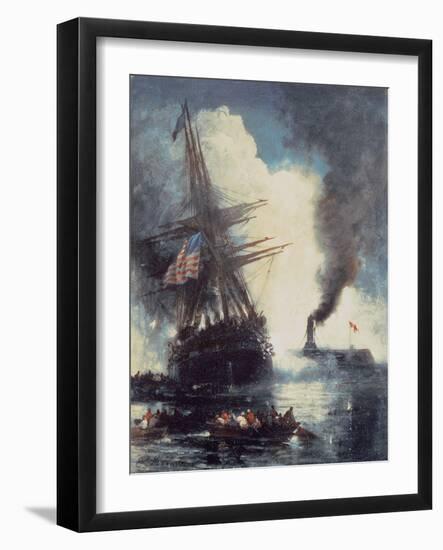 The Merrimac Sinks the Cumberland-Edward Moran-Framed Giclee Print