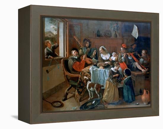 The Merry Family, 1668-Jan Steen-Framed Premier Image Canvas