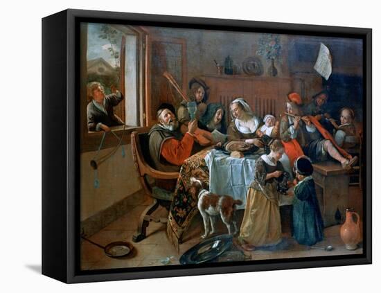 The Merry Family, 1668-Jan Steen-Framed Premier Image Canvas