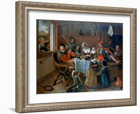 The Merry Family, 1668-Jan Steen-Framed Giclee Print