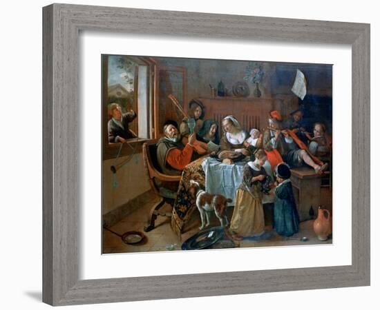 The Merry Family, 1668-Jan Steen-Framed Giclee Print