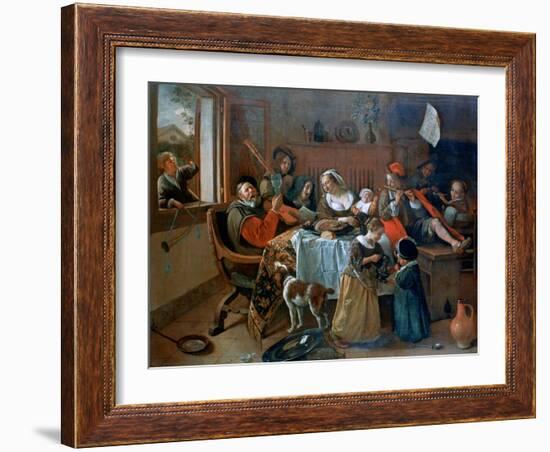 The Merry Family, 1668-Jan Steen-Framed Giclee Print