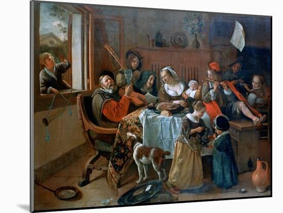 The Merry Family, 1668-Jan Steen-Mounted Giclee Print