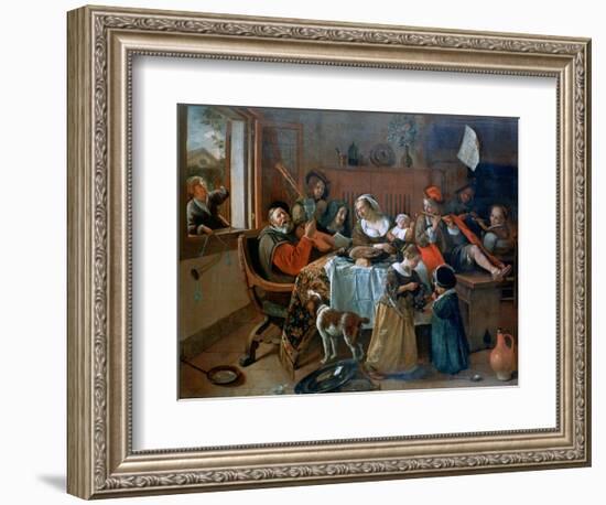 The Merry Family, 1668-Jan Steen-Framed Giclee Print