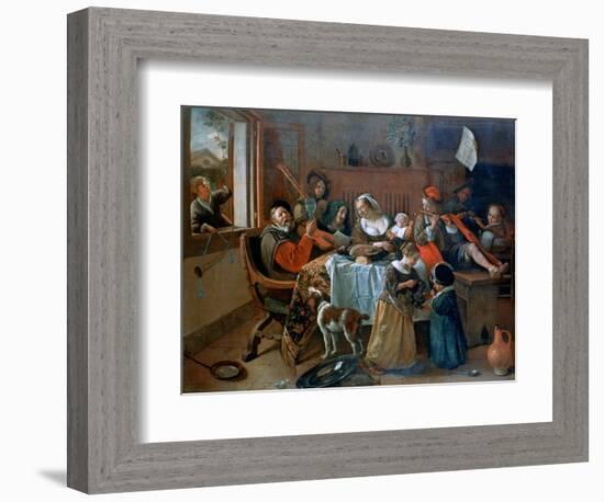 The Merry Family, 1668-Jan Steen-Framed Giclee Print