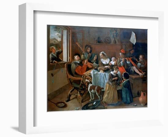 The Merry Family, 1668-Jan Steen-Framed Giclee Print