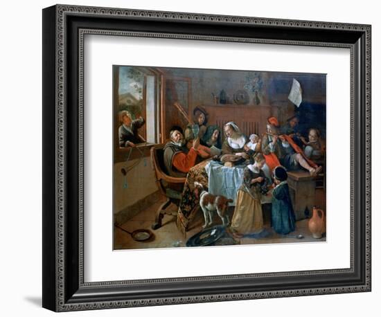 The Merry Family, 1668-Jan Steen-Framed Giclee Print