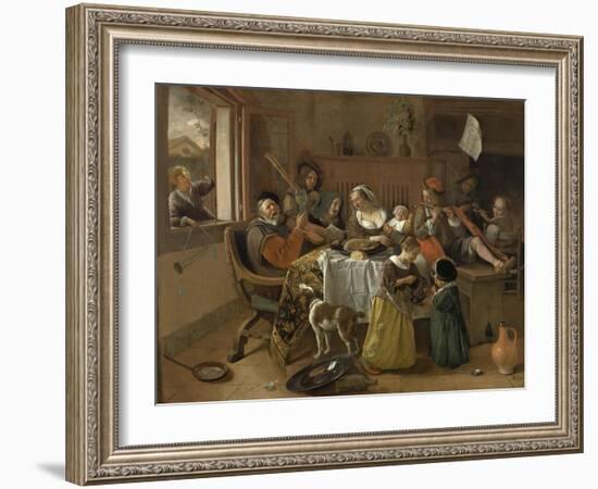 The Merry Family, 1668-Jan Steen-Framed Art Print