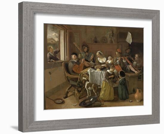 The Merry Family, 1668-Jan Steen-Framed Art Print