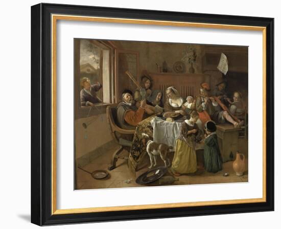 The Merry Family, 1668-Jan Steen-Framed Art Print