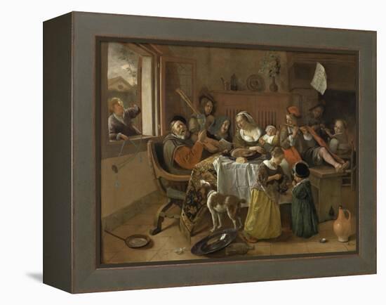 The Merry Family, 1668-Jan Havicksz. Steen-Framed Premier Image Canvas