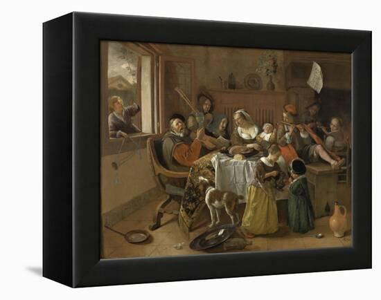 The Merry Family, 1668-Jan Havicksz. Steen-Framed Premier Image Canvas