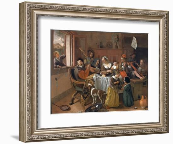 The Merry Family-Jan Havicksz. Steen-Framed Giclee Print