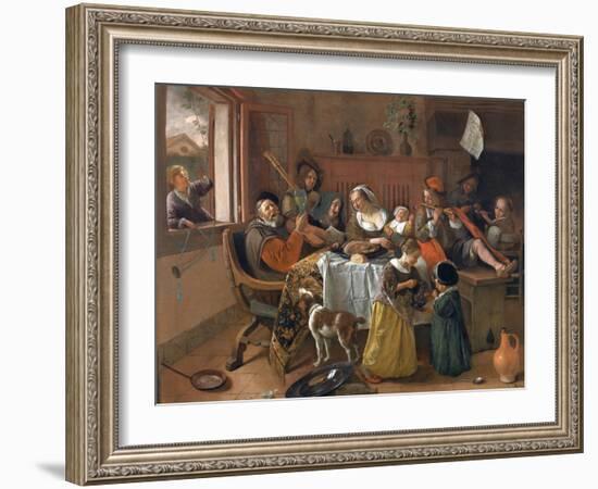 The Merry Family-Jan Havicksz. Steen-Framed Giclee Print