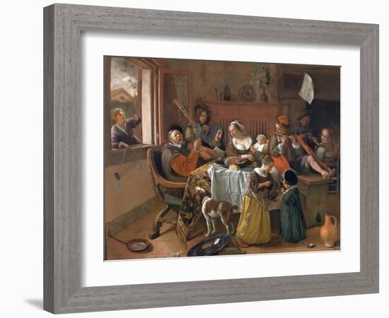 The Merry Family-Jan Havicksz. Steen-Framed Giclee Print