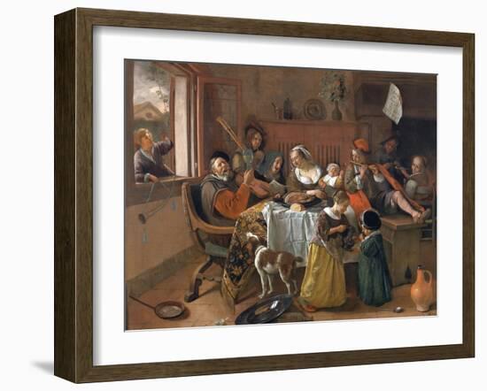 The Merry Family-Jan Havicksz. Steen-Framed Giclee Print