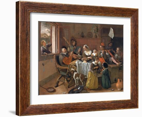 The Merry Family-Jan Havicksz. Steen-Framed Giclee Print