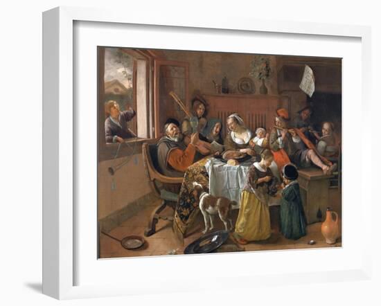 The Merry Family-Jan Havicksz. Steen-Framed Giclee Print