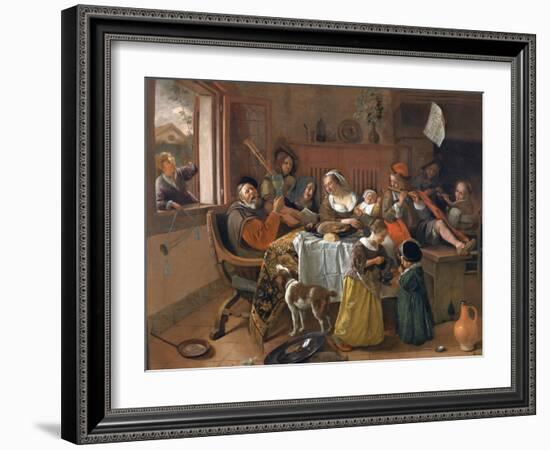 The Merry Family-Jan Havicksz. Steen-Framed Giclee Print