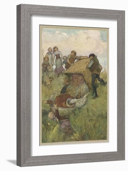 The Merry Wives of Windsor, Act III Scene V: Falstaff is Tipped out of the Laundry Basket-Hugh Thomson-Framed Art Print