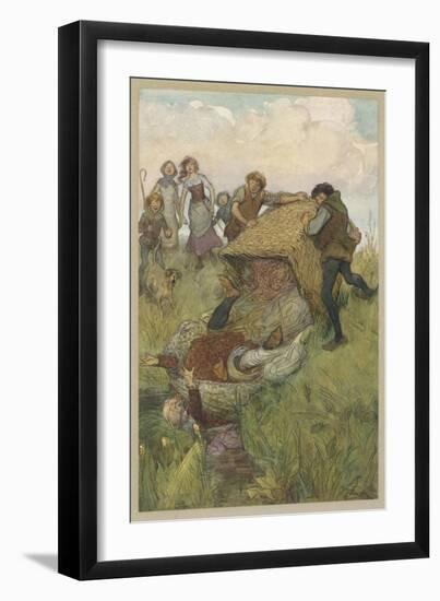 The Merry Wives of Windsor, Act III Scene V: Falstaff is Tipped out of the Laundry Basket-Hugh Thomson-Framed Art Print