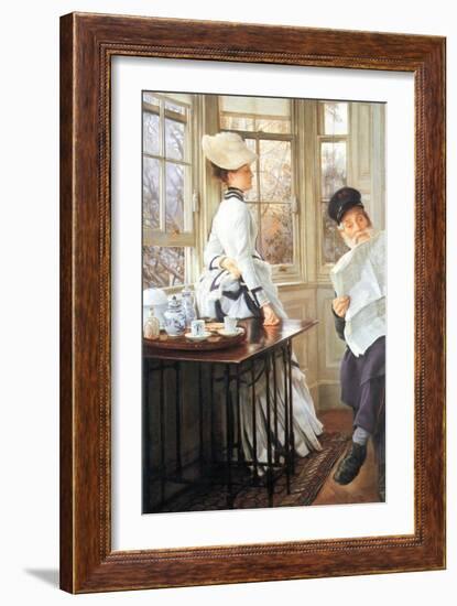 The Messages Read-James Tissot-Framed Art Print