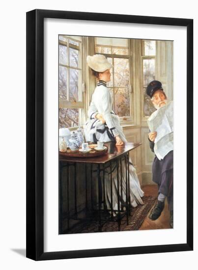 The Messages Read-James Tissot-Framed Art Print