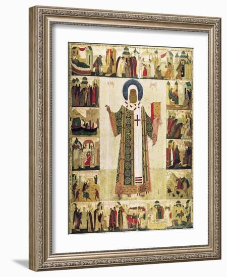 The Metropolitan Peter of Moscow with Scenes from His Life, 1480s-Dionysius-Framed Giclee Print